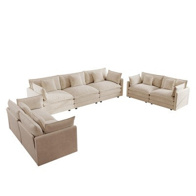 GDFStudio Kelsen Mid-century Modern 3 Piece Chenille Upholstered Sofa Set with Pillows