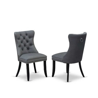 3-Piece Black Finish Solid Wood Top-Round Upholstered Dining Room Set -Seats 4