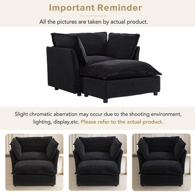 GDFStudio Becky Modern 47 Armchair Sofa with Movable Ottoman