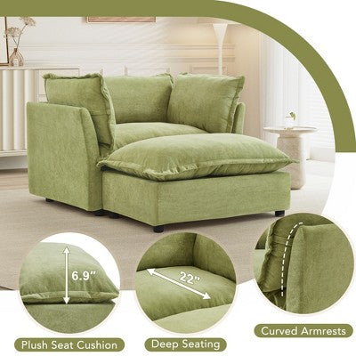 GDFStudio Becky Modern 47 Armchair Sofa with Movable Ottoman