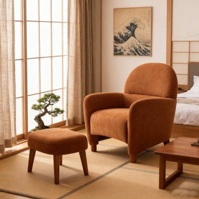 GDFStudio Leisure Fabric Upholstered Chair with Ottoman