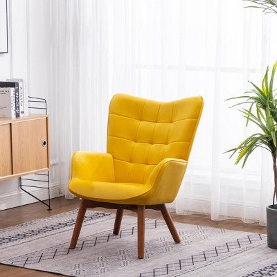Modern Tufted Accent Chair with Ottoman, Upholstered Wingback Arm Chair for Living Room, Reading Chair for Bedroom or Apartment-Panipeachy