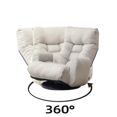 GDFStudio Sorrel Modern 360 Swivel Linen Upholstered Chair with Adjustable Backrest and Ottoman