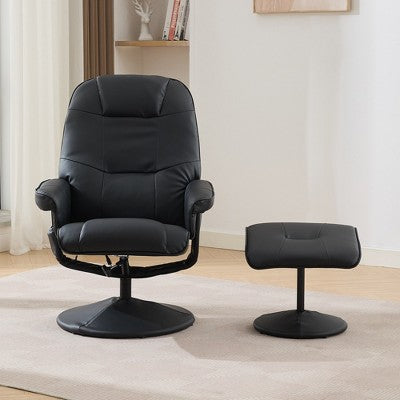 GDFStudio Hegseth Faux Leather Upholstered Massage Recliner Chair with Ottoman