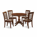 HomeStock 5-Piece Mahogany Finish Solid Wood Top Dining table with 4-Chairs with Slat Back