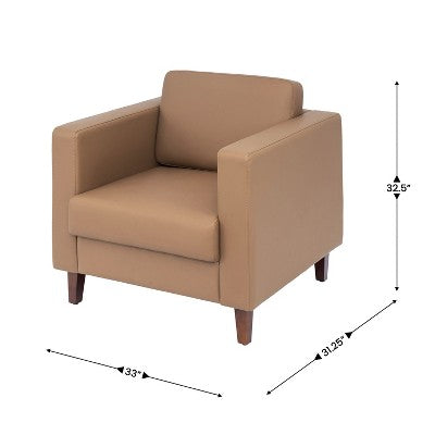 Flash Furniture HERCULES Artemis 3 Piece Upholstered Reception Set, 8 AC Outlets/4 USB/4 USB-C Ports and Wood Walnut Legs with Adjustable Floor Glides