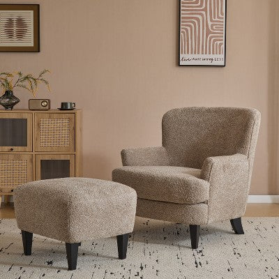 Christopher Knight Home Gerald Contemporary Boucle Upholstered Club Chair and Ottoman Set
