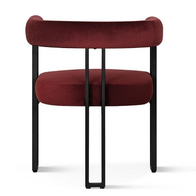 7-Piece Dining Table Set with Velvet Chairs, Modern Oval Black Table & Upholstered Armchairs with Metal Legs for Dining Room-Panipeachy