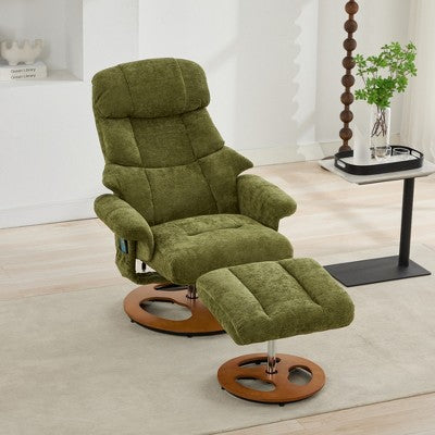 GDFStudio Mirna Ergonomic Chenille Upholstered Swivel Recliner Chair with Ottoman