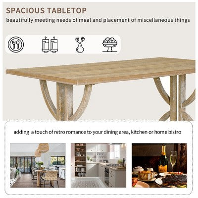 Farmhouse Dining Set for 4, Rectangular Kitchen Table Set with 4 Upholstered Chairs and Bench