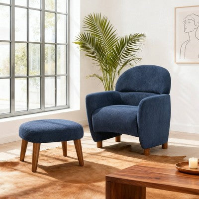 GDFStudio Leisure Fabric Upholstered Chair with Ottoman