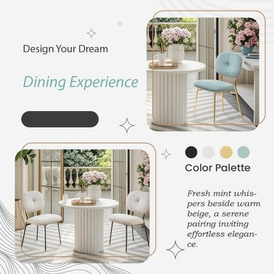 5 PCS Dining Set for 4, Modern Dining Table Set with 4 Upholstered Dining Chairs, Turquoise & Beige & White - ModernLuxe