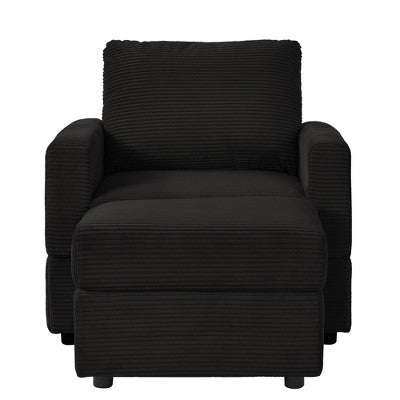 GDFStudio Warner Corduroy 32W Upholstered Accent Chair with Ottoman