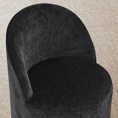 Dining Table Set for 4, Modern Barrel Chair with Wheels and Chenille Upholstery, Round Pedestal Table for Small-Dining Areas-Panipeachy