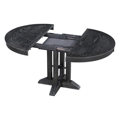 GDFStudio Salome 5 Piece Dining Set with Extendable Round Table and Upholstered Chairs