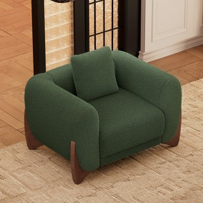 Modern Boucle Fabric Sofa Set - 1 Sofa and 2 chairs with Sleek Wooden Legs for Living Room or Home Office - Morden Fort