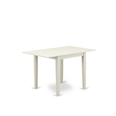 HomeStock 3-Pc Linen White Finish Rectangular Solid Wood Top with Dropleaf Dining Table Set