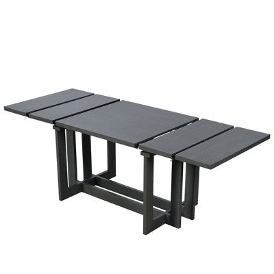 GDFStudio Elba 82 7 Piece Rubberwood Upholstered Dining Set with Trestle Extendable Table