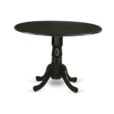 3-Piece Black Finish Solid Wood Top-Round Upholstered Dining Room Set -Seats 4