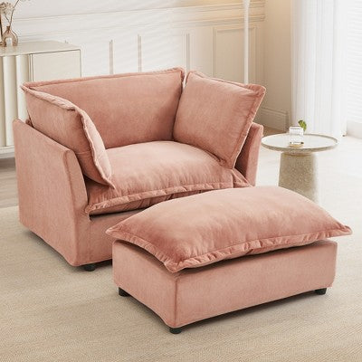 GDFStudio Becky Modern 47 Armchair Sofa with Movable Ottoman