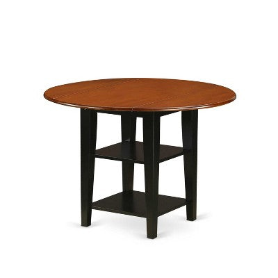 Vintage 3 Piece Dinette Set - Round Table & 2 Chairs - Black Cherry Finish - Home Kitchen Dining Room