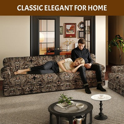 GDFStudio Belmont Mid-Century Modern Sofa Set with Rolled Arms and Pleated Skirt Design