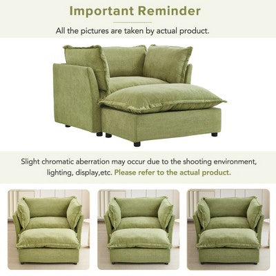GDFStudio Becky Modern 47 Armchair Sofa with Movable Ottoman