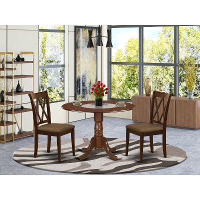 HomeStock Mahogany Round Dining Table Set with Chairs