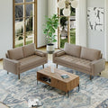 Luige 2 Piece Mid-Century Modern Square Arm Faux Leather Sofa and Loveseat Set - Tree City