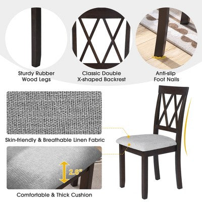 Merax 3-Piece Extendable Drop Leaf Dining Set with Upholstered Chairs