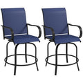 Outdoor Bar Stools Set of 2, 360 Degree Swivel Bar Height Chairs, 26.75 x 29.5 x 48.5