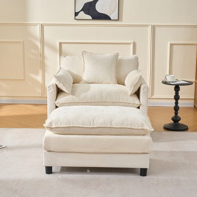 GDFStudio Lewis 39.4 Modern Chenille Upholstered Accent Chair with Ottoman