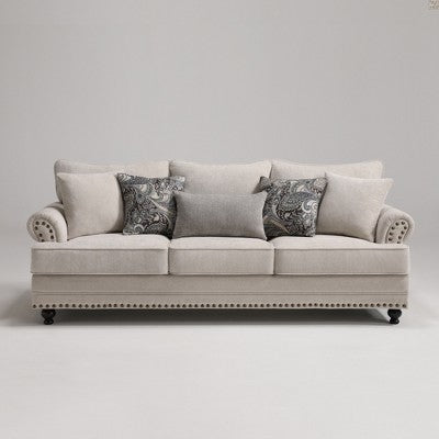 Piece Living Room Set, Modern Farmhouse Chenille Sofa and Loveseat with Nailhead Trim, Floral Accent Chair