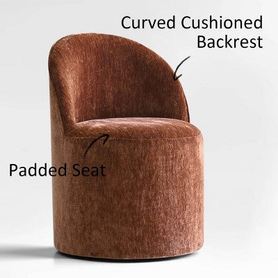 Dining Table Set for 4, Modern Barrel Chair with Wheels and Chenille Upholstery, Round Pedestal Table for Small-Dining Areas-Panipeachy
