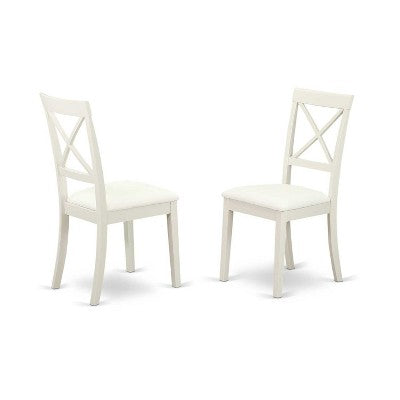3-Piece Linen White Finish Solid Wood Top - Dining Room Set - Seats 4