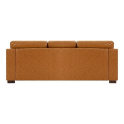 Home Imports Emporium Genuine Leather Living Room Set  Sofa Sets with Goose Feather Cushions and Mid-Century Modern Design