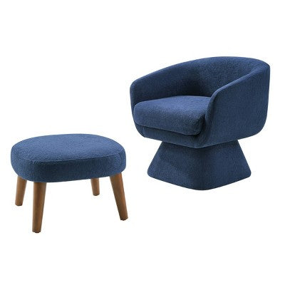 Modern Swivel Accent Chair and Ottoman Set, Fabric Upholstered Swivel Side Chair for Living Room, Bedroom, Apartment, or Reading Nook-Panipeachy