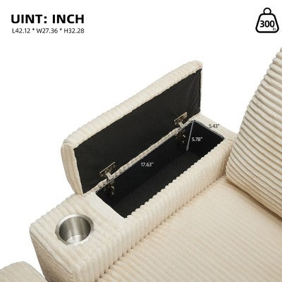 GDFStudio Ulen Modern Corduroy Upholstered Storage Chair with Ottoman and Detachable Cushions