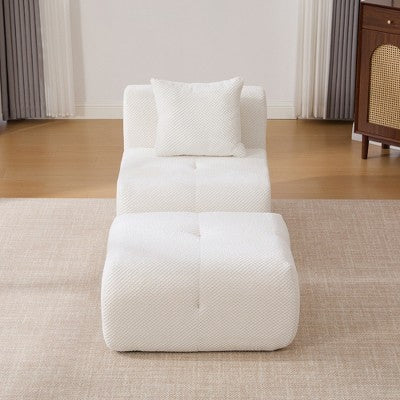 GDFStudio Solen Modern 31 Boneless Upholstered Tufted Accent Chair with Ottoman and Pillow