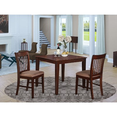 HomeStock Belmont Small Kitchen Table Set -Square Table And Kitchen Dining Chairs, Mahogany