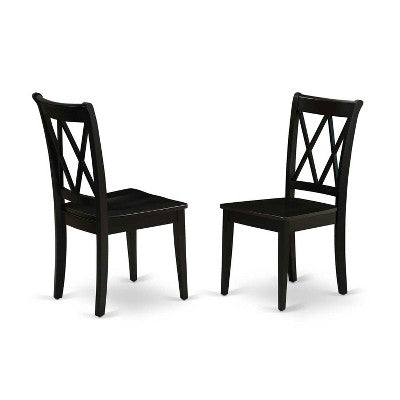 HomeStock 5-Piece Round Black Finish Solid Wood Top Dining table with 4-Chairs
