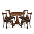 HomeStock 5-Piece Round Mahogany Finish Solid Wood Top Dining table with 4-Chairs