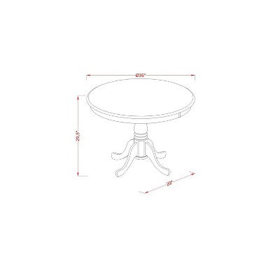 HomeStock 5-Piece Black and Cherry Finish Solid Wood Top Dining table with 4 Chairs