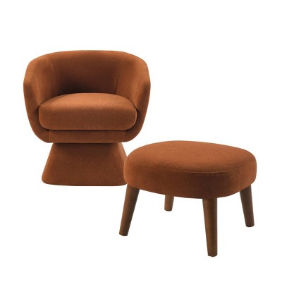 Modern Swivel Accent Chair and Ottoman Set, Fabric Upholstered Swivel Side Chair for Living Room, Bedroom, Apartment, or Reading Nook-Panipeachy