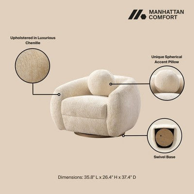 Manhattan Comfort 3pc Tribeca Chenille Upholstered 85.8 Sofa and 2 Accent Chairs