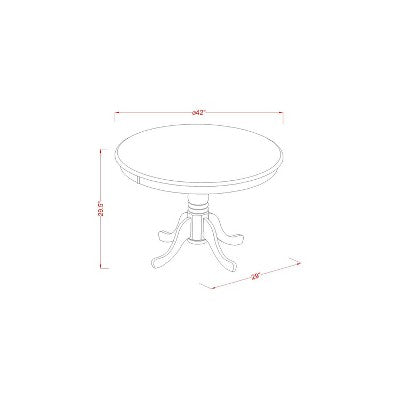 HomeStock 3-Piece Round Black and Cherry Finish Solid Wood Top Dining Table with 2 Chairs