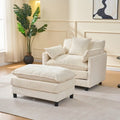 GDFStudio Lewis 39.4 Modern Chenille Upholstered Accent Chair with Ottoman