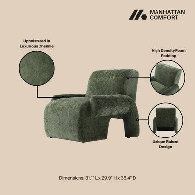 Manhattan Comfort 3pc Verandah Chenille Upholstered 112 Sofa and 2 Accent Chairs