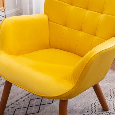 Modern Tufted Accent Chair with Ottoman, Upholstered Wingback Arm Chair for Living Room, Reading Chair for Bedroom or Apartment-Panipeachy