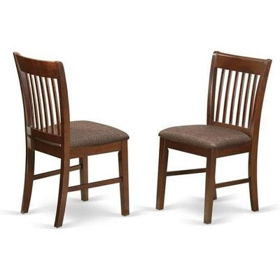 HomeStock Belmont 3Pc Dining Table Set Contains a Small Dining Table and 2 Modern Dining Chairs with Linen Fabic Seat, Mahogany Finish